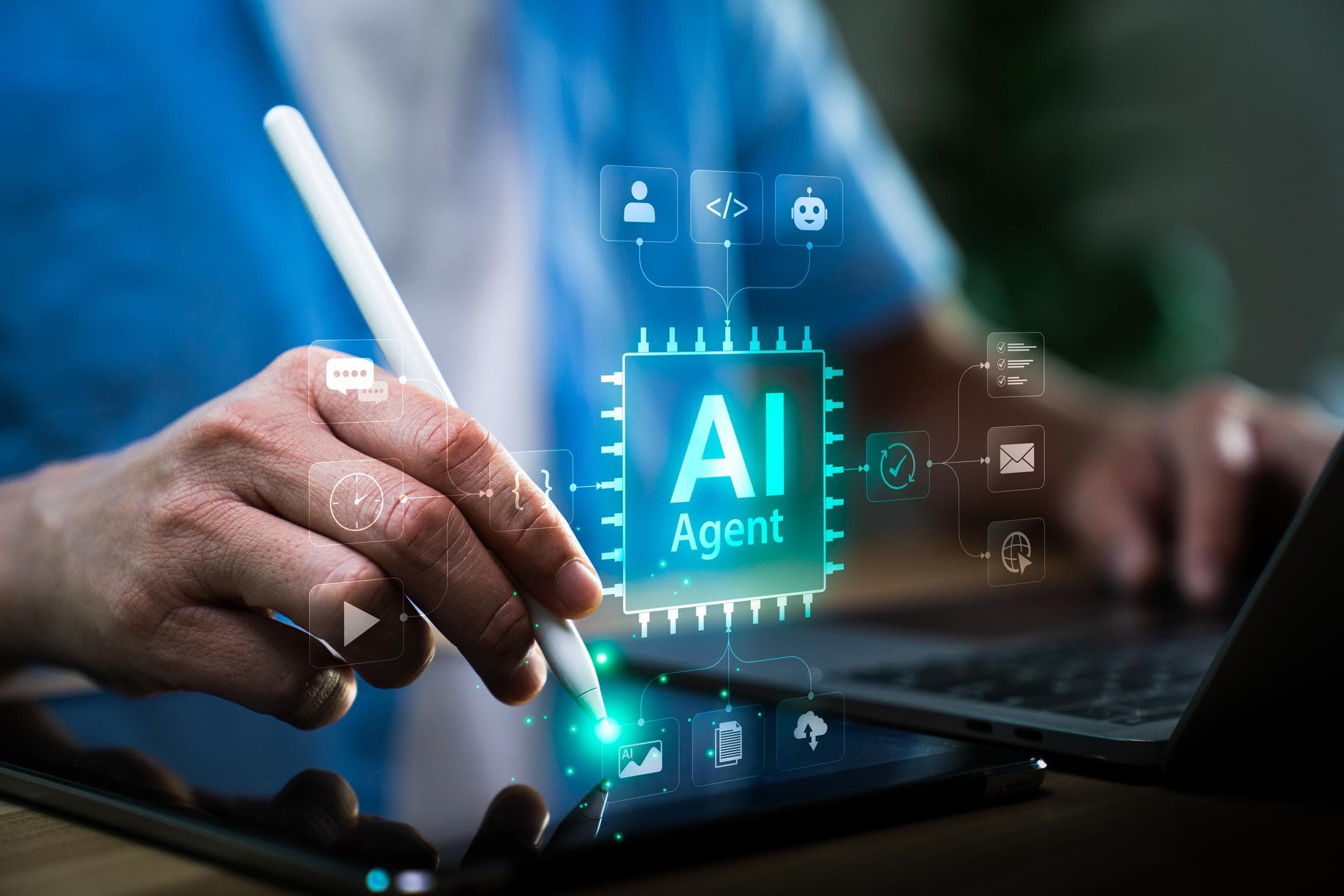 A close-up of an AI agent assistant integrated into a modern workflow